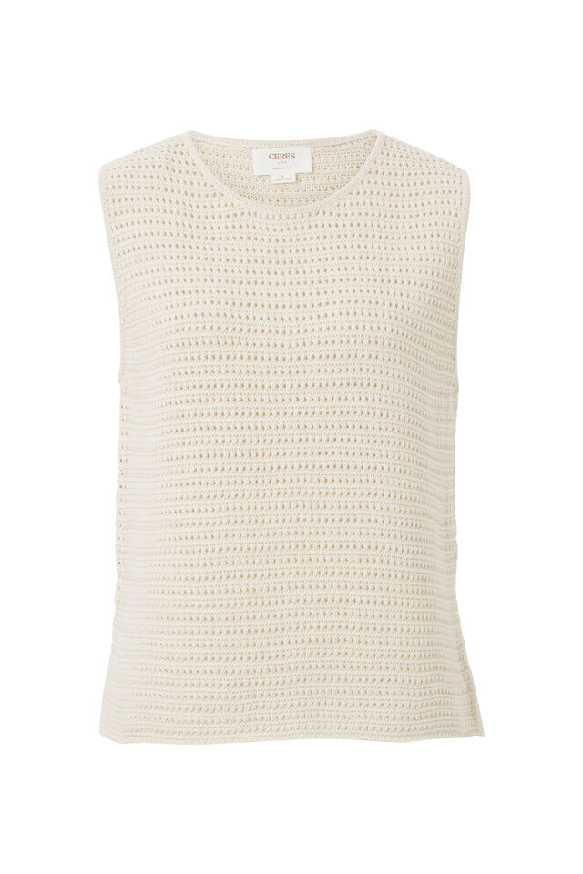 Margot Mesh Knit Tank, ECRU