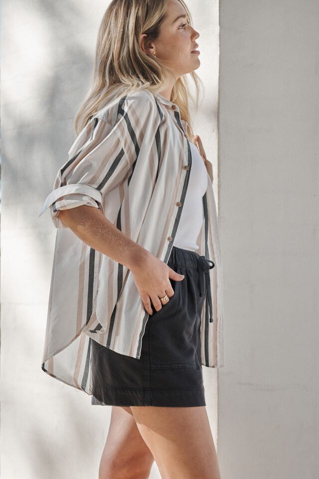 Oversized Poplin Shirt, WHITE STRING STRIPE ORGANIC COTTON