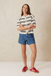 Boxy Short Sleeve Knit Cardi, ECRU/NAVY STRIPE - alternate image 5