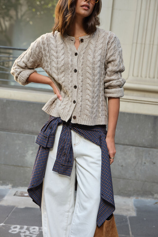 Heidi Cable Knit Cardi, OAT