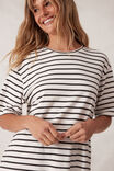 Lola Longline Step Hem Tee, VANILLA /PHANTOM FINE STRIPE - alternate image 4