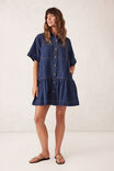 Short Sleeve Tiered Pocket Shirt Dress, MIDNIGHT - alternate image 6