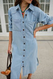 Rae Long Sleeve Midi Dress, VINTAGE BLUE - alternate image 4