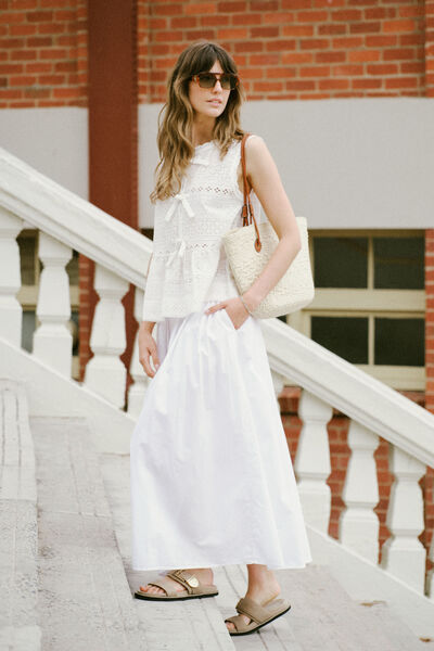 Sleeveless Tie Top, WHITE