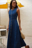 Hazel Sleeveless Midi Shirt Dress, CASPIAN BLUE - alternate image 1