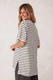 Lola Longline Step Hem Tee, VANILLA /PHANTOM FINE STRIPE - alternate image 3