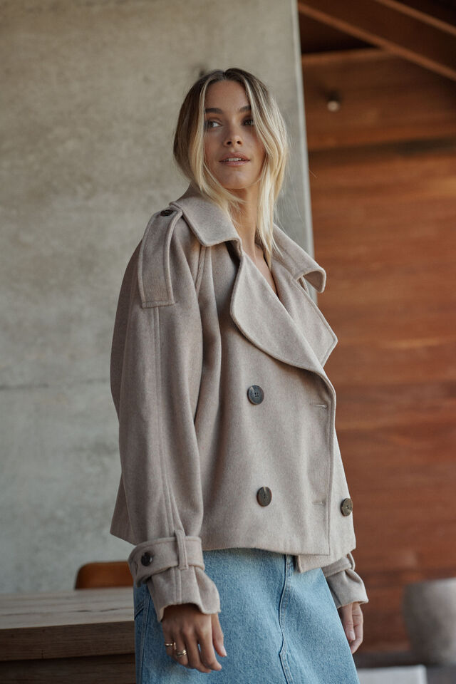 Boxy Trench, BEIGE WOOL BLEND