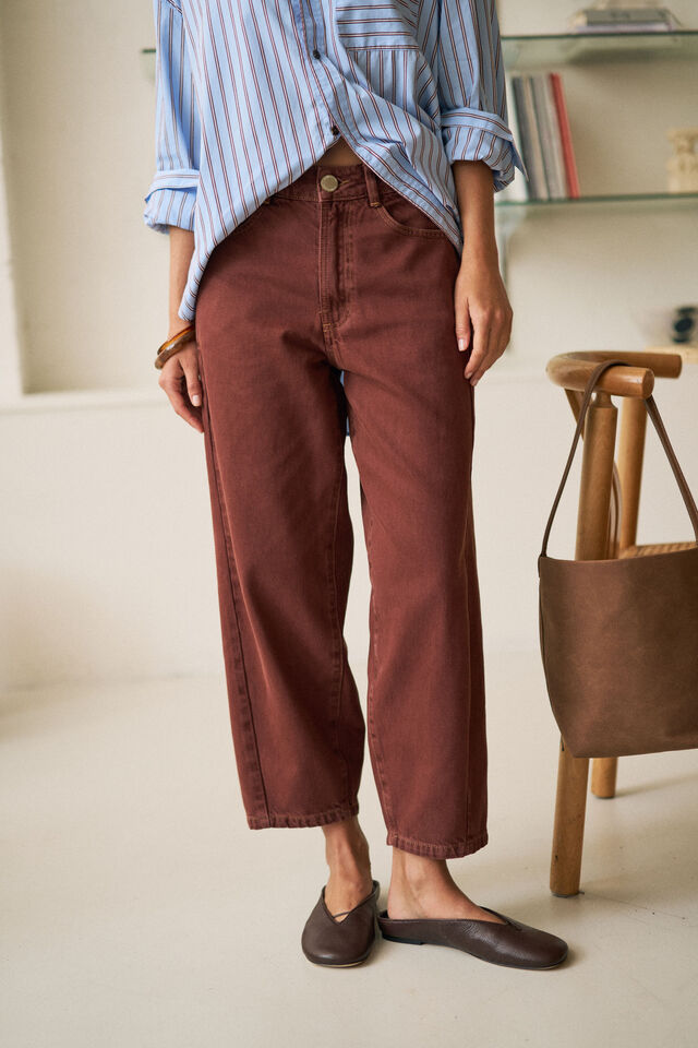 Maggie Tapered Barrel Jean, BURNT TOFFEE