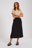 Knitted Midi Skirt In Organic Cotton, BLACK - alternate image 3