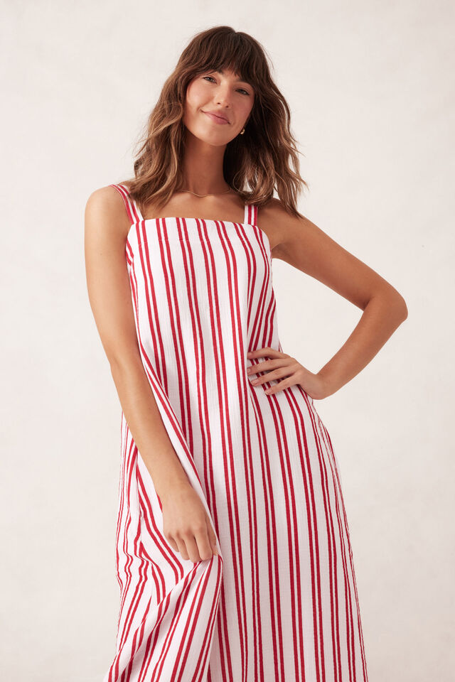 Doublecloth Poolside Dress, HERITAGE RED DOUBLE STRIPE