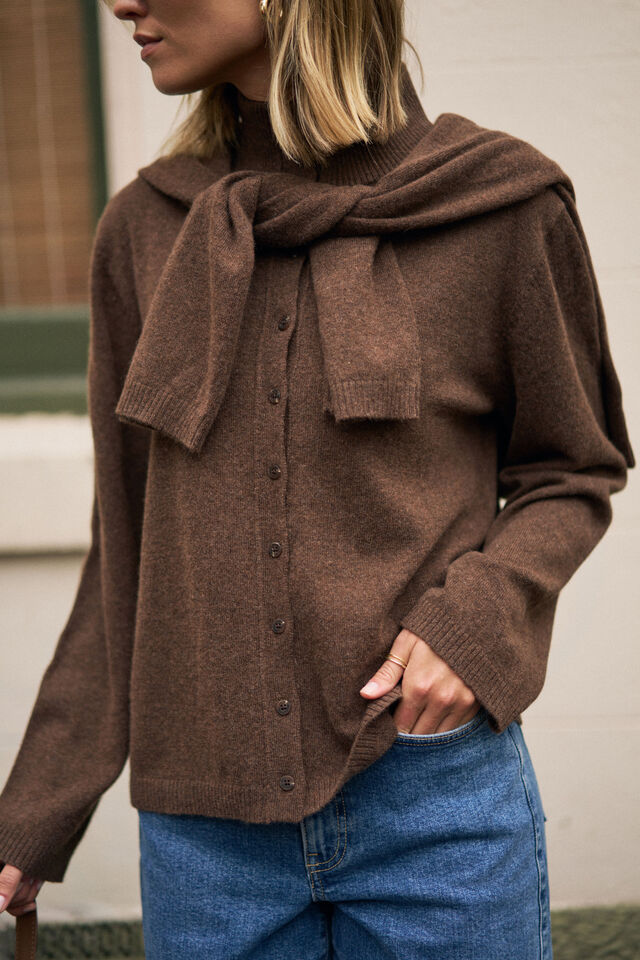 Penny Knit Cardi, CHOC MARLE