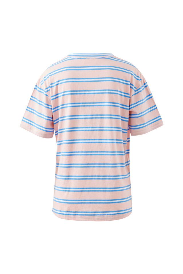 Stevie Slouchy Tee, PETAL/AZURE BLUE STRIPE