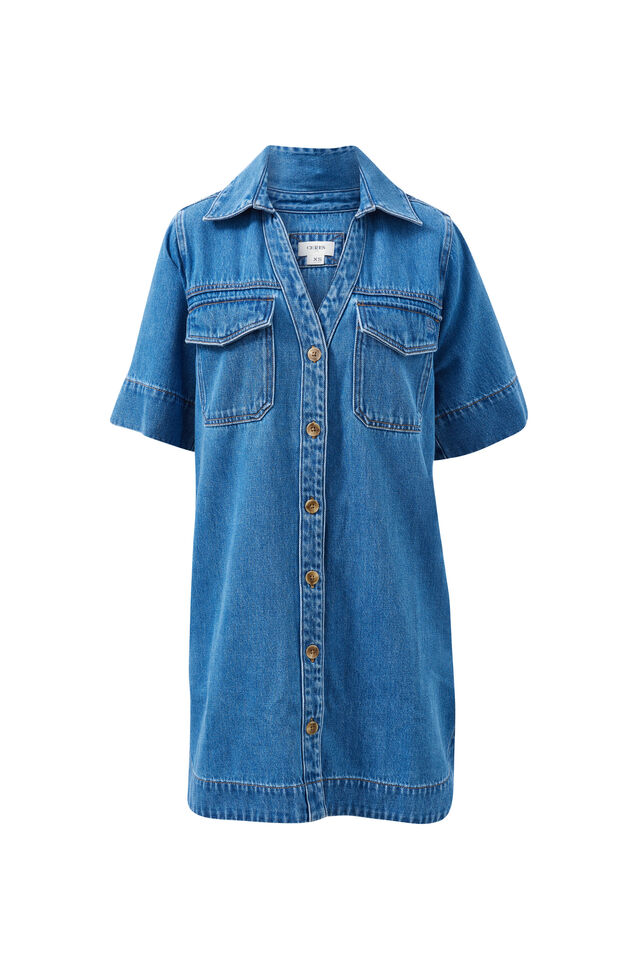 Bonnie Relaxed Shirt Dress, FRESH INDIGO