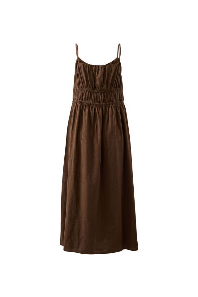 Rhea Midi Dress, CHOCOLATE