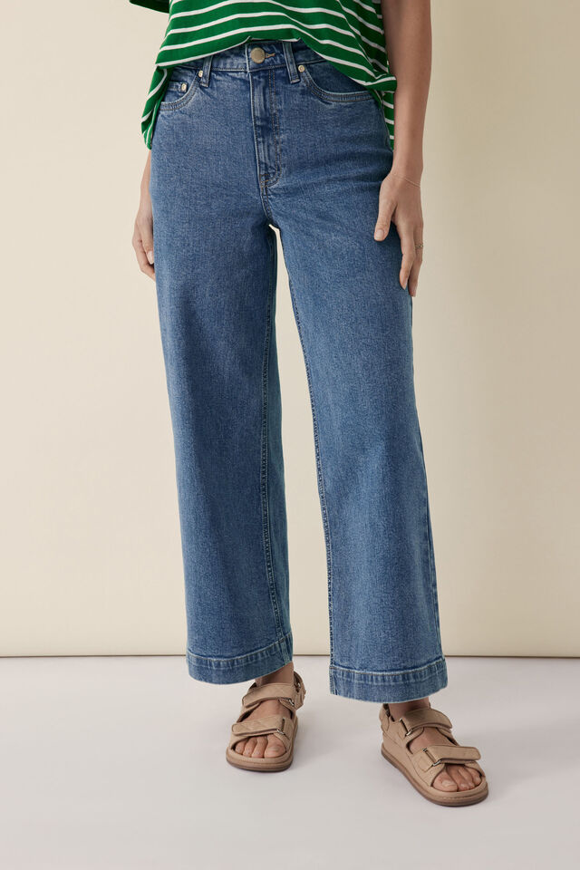 Wide Leg Jean In Organic Cotton, INDIGO BLUE