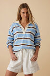 Shelby Slouchy Rugby Top, POWDER BLUE/TOFFEE STRIPE - alternate image 5