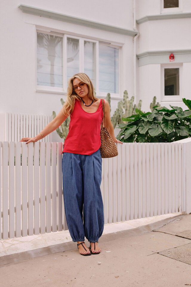 Bloom Slouchy Scoop Tank, HERITAGE RED