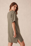 Short Sleeve Boxy Knit Dress, MOSS GREEN - alternate image 5