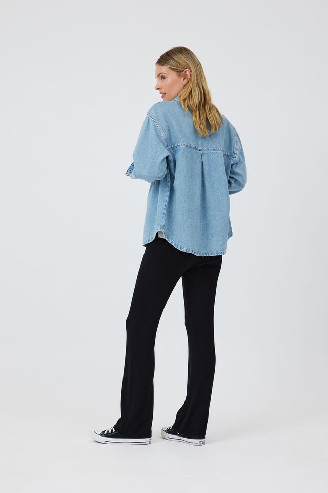 Knitted Flare Pant With Lenzing Viscose, BLACK