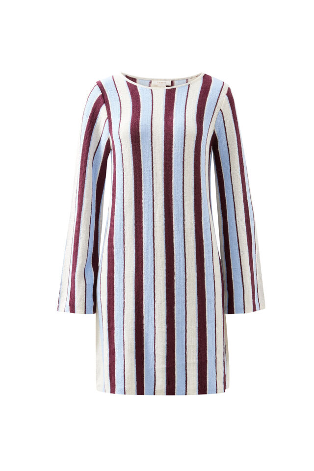 Chloe Stripe Knit Mini Dress, BLUE WINE STRIPE