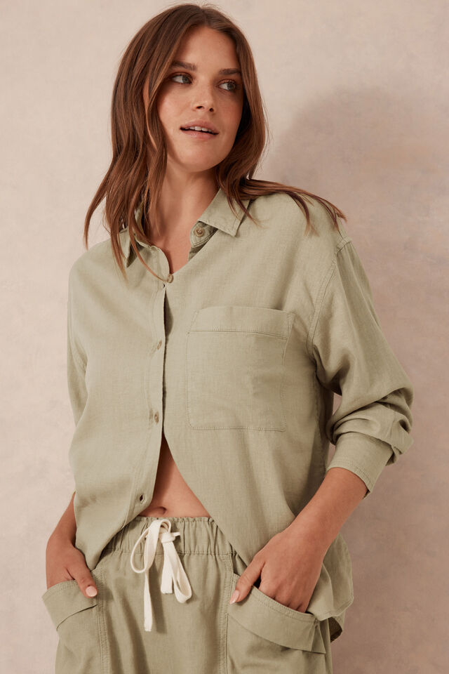 Relaxed Pocket Shirt, OLIVE