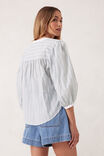 Woven Collarless Top, GREEN LADDER STRIPE - alternate image 3