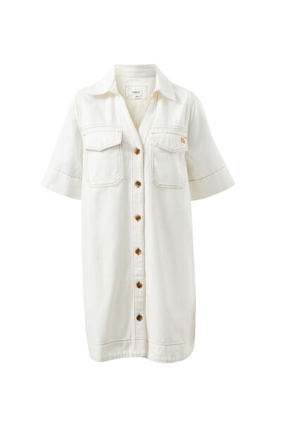 Bonnie Relaxed Shirt Dress, FRESH ECRU