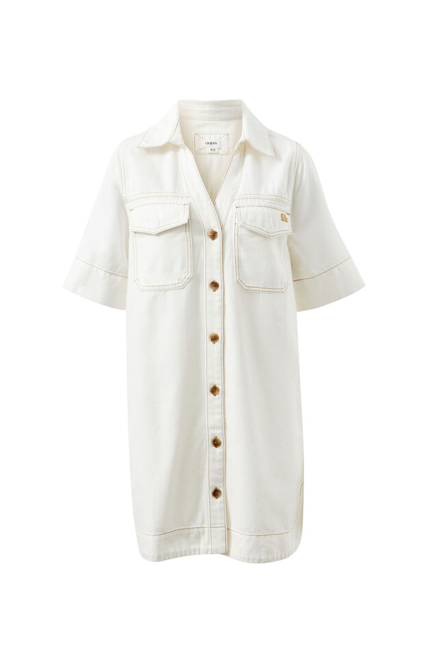Bonnie Relaxed Shirt Dress, FRESH ECRU