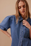 Dylan Pleat Sleeve Denim Shirt, FRESH INDIGO - alternate image 5