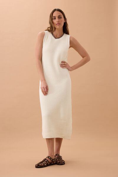 Olive Knit Midi Dress, FRESH VANILLA