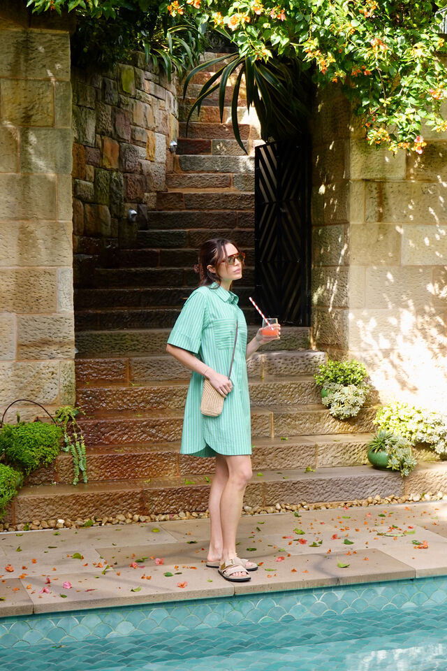 Sara Mini Shirt Dress, ZESTY TRIPLE STRIPE
