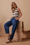 Margot Mesh Knit Tank, ECRU /CHALK CHOC STRIPE - alternate image 4