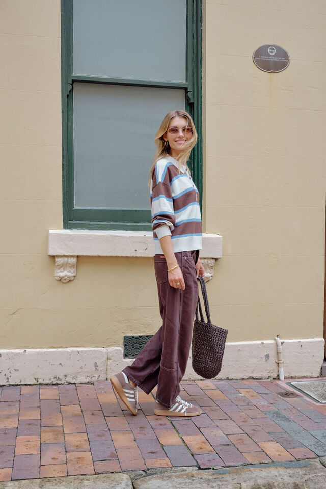 Jessa Rugby Knit, CHOCOLATE STRIPE