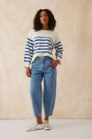 Boxy Knit With Embroidery, WINTER WHITE/BRIGHT BLUE STRIPE - alternate image 6