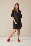 Relaxed Shirt Dress, WASHED BLACK TWILL - alternate image 4