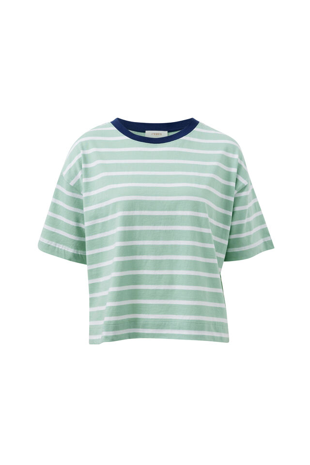 Brea Boxy Tee, SEAFOAM/WHITE STRIPE
