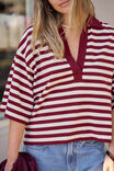 Arlie Short Sleeve Rugby, BURGUNDY/MILK STRIPE - example image 7