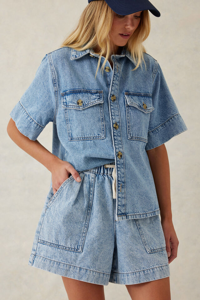 Relaxed Everyday Short, VINTAGE BLUE DENIM