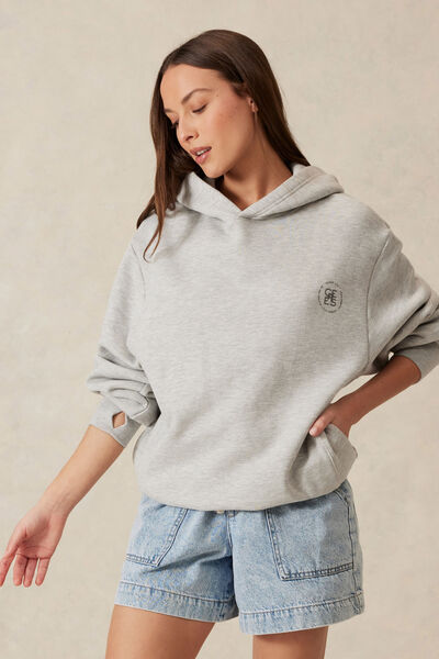 Cosy Oversized Hoodie, GREY MARLE CIRCLE LOGO