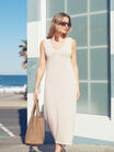 Sleeveless Beach Knit Midi Dress, STRING - alternate image 3