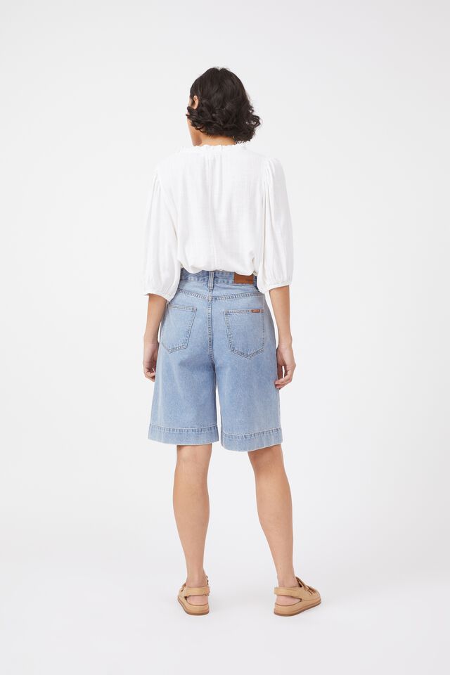 Ruffle Neck Tunic In Rescue Linen, EGGSHELL