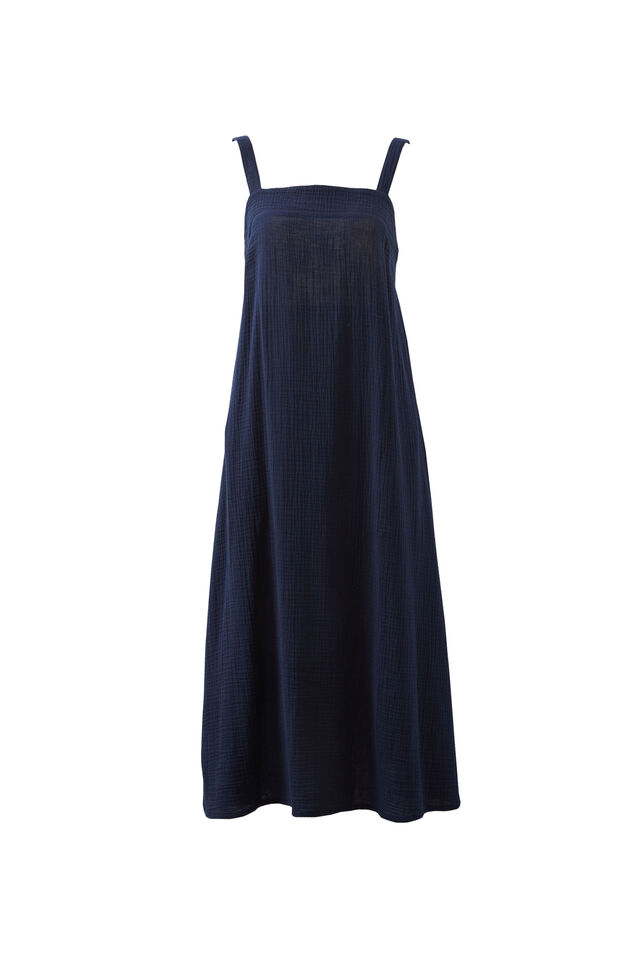Doublecloth Poolside Dress, FRESH NAVY