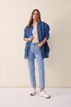 Chambray Quilted Shacket In Rescue Fabric, MID INDIGO - alternate image 1