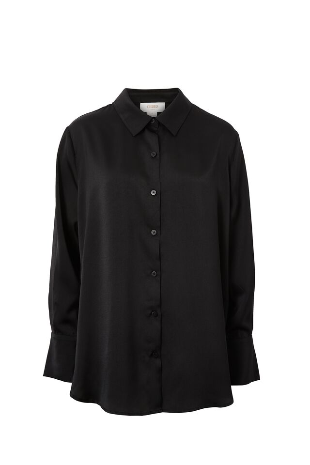 Satin Shirt, BLACK RECYCLED FIBRES