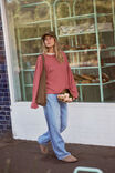 Beau Long Sleeve Slouchy Tee, MULBERRY/RED/STONE STRIPE - alternate image 5