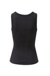 Zoe Contour Rib Scoop Tank, BLACK/WHITE MONOGRAM EMBROIDERY - alternate image 3
