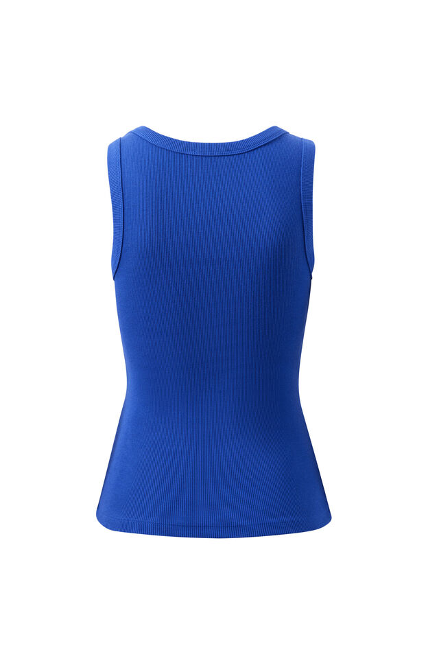 Zoe Contour Rib Scoop Tank, POLO BLUE/BUTTER MONOGRAM
