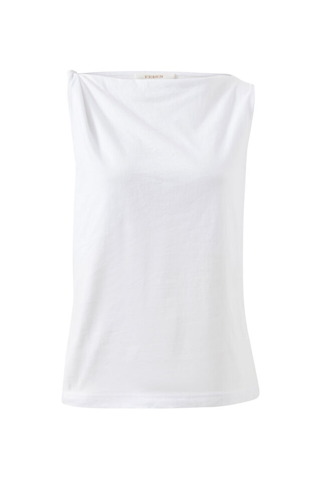 Tahlia Twist Strap Tank, WHITE