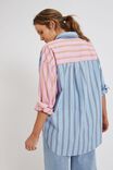 Colour Block Poplin Stripe Shirt In Organic Cotton, CLOUD AND SUMMER PINK STRIPE - alternate image 3