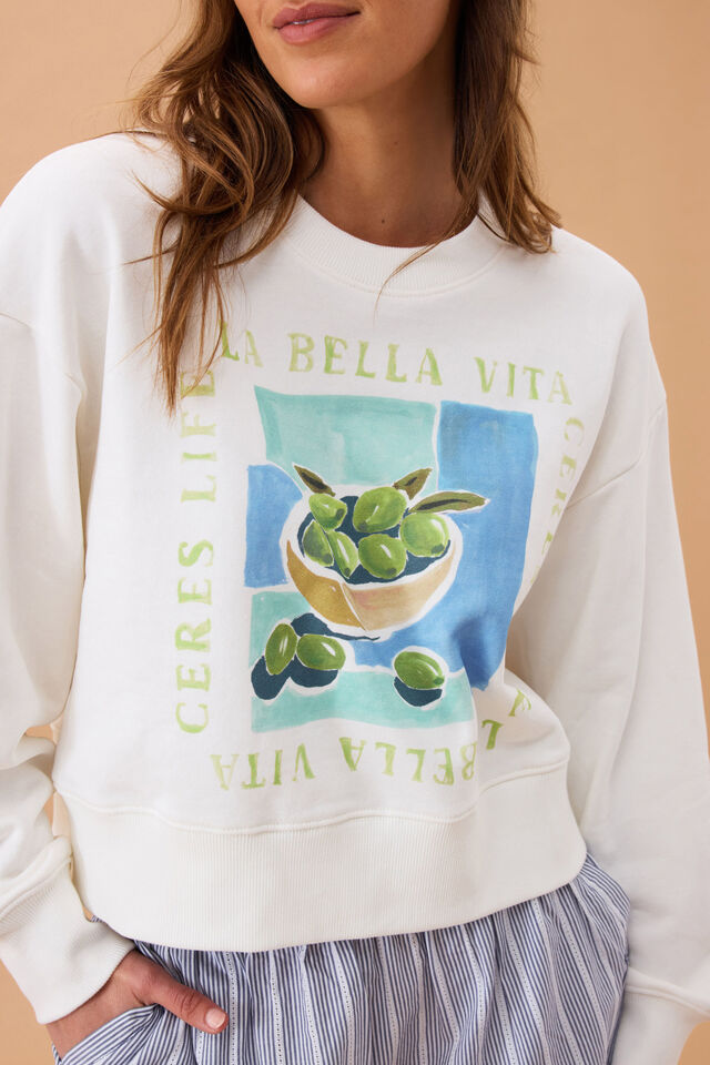 Charlie Cropped Slouchy Crew, WINTER WHITE / LA BELLE VITA